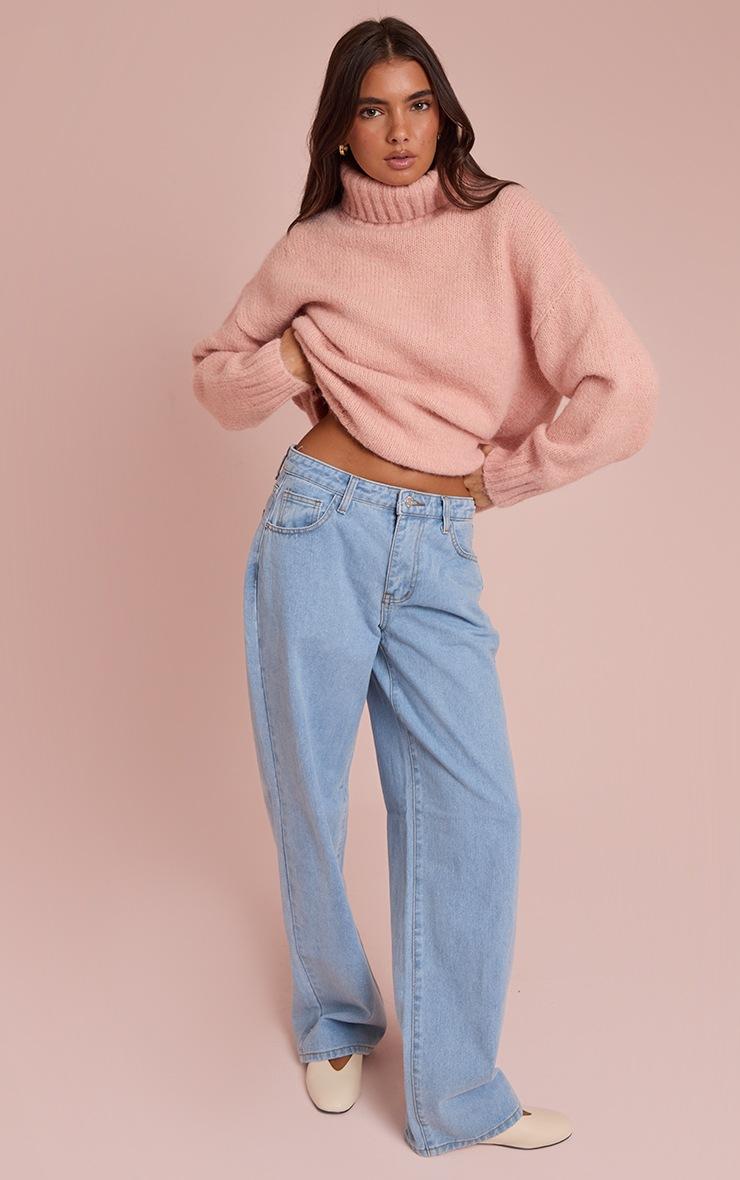 Pretty Little Thing Pink Roll Neck Balloon Sleeve Oversized Sweater