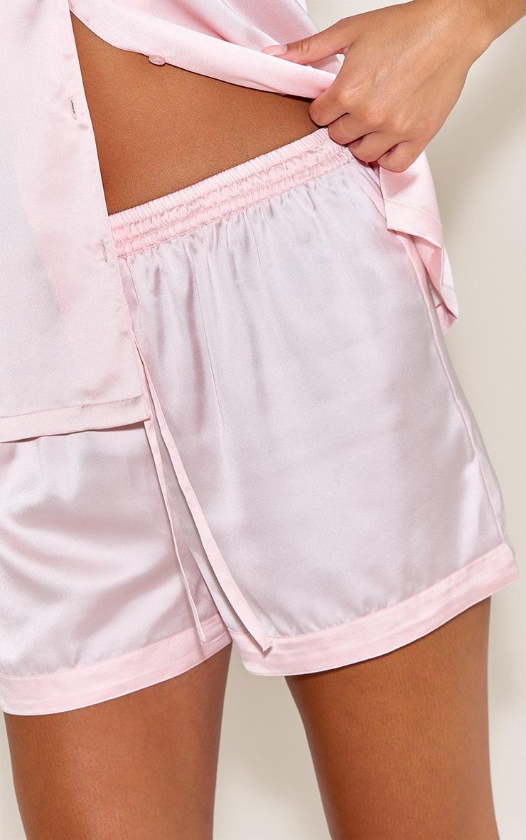 Pretty Little Thing Pink Satin Short Sleeve Short Pj Set
