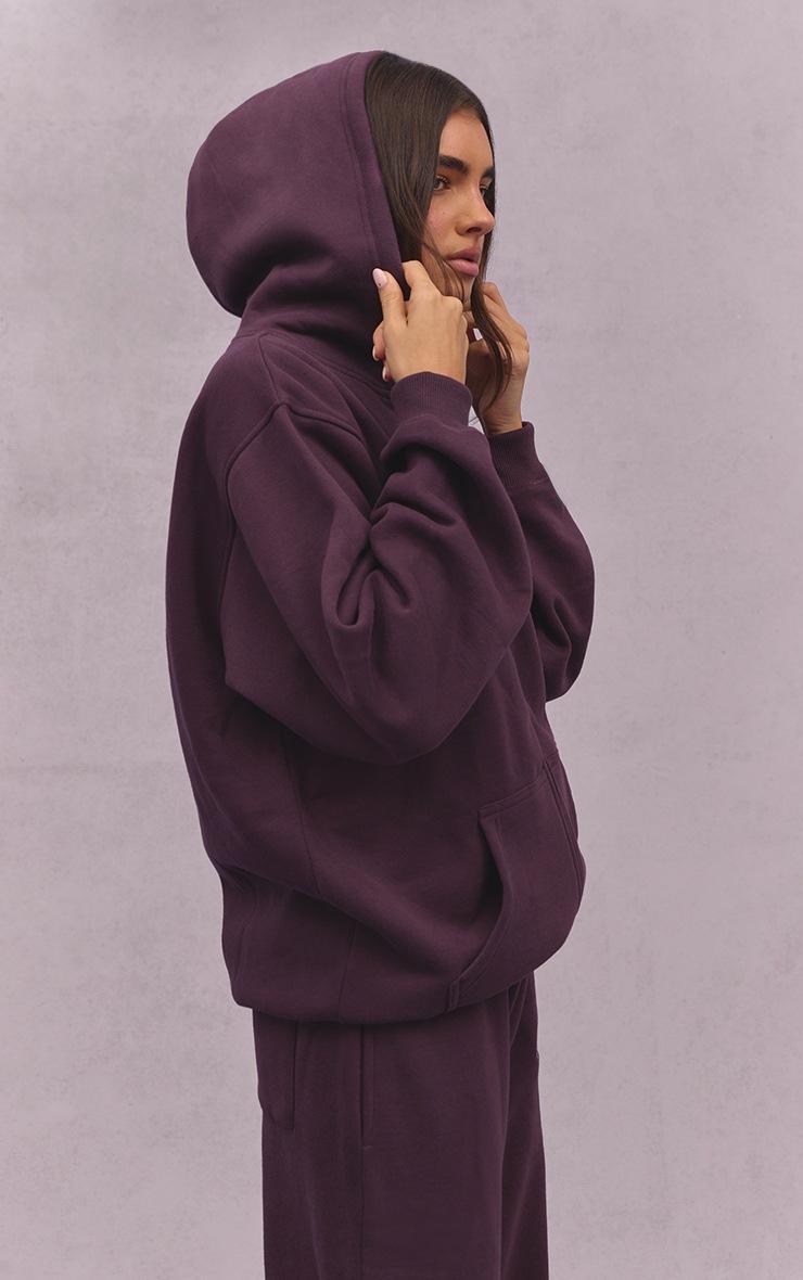 Pretty Little Thing Plum Athletics Club Cotton Fleece Oversized Full Zip Hoodie
