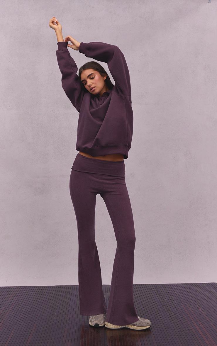 Pretty Little Thing Plum Athletics Club Cotton Fleece Polo Sweatshirt