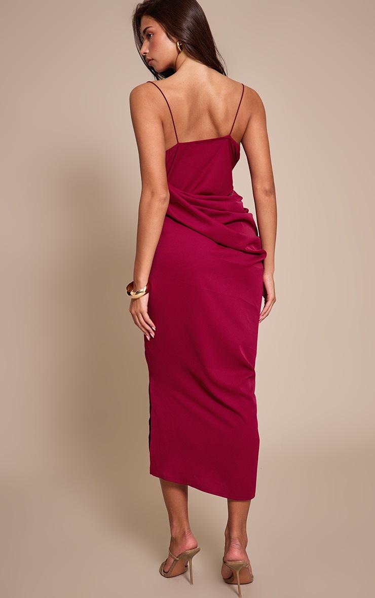 Pretty Little Thing Plum Chiffon Drape Cut Out Midaxi Dress
