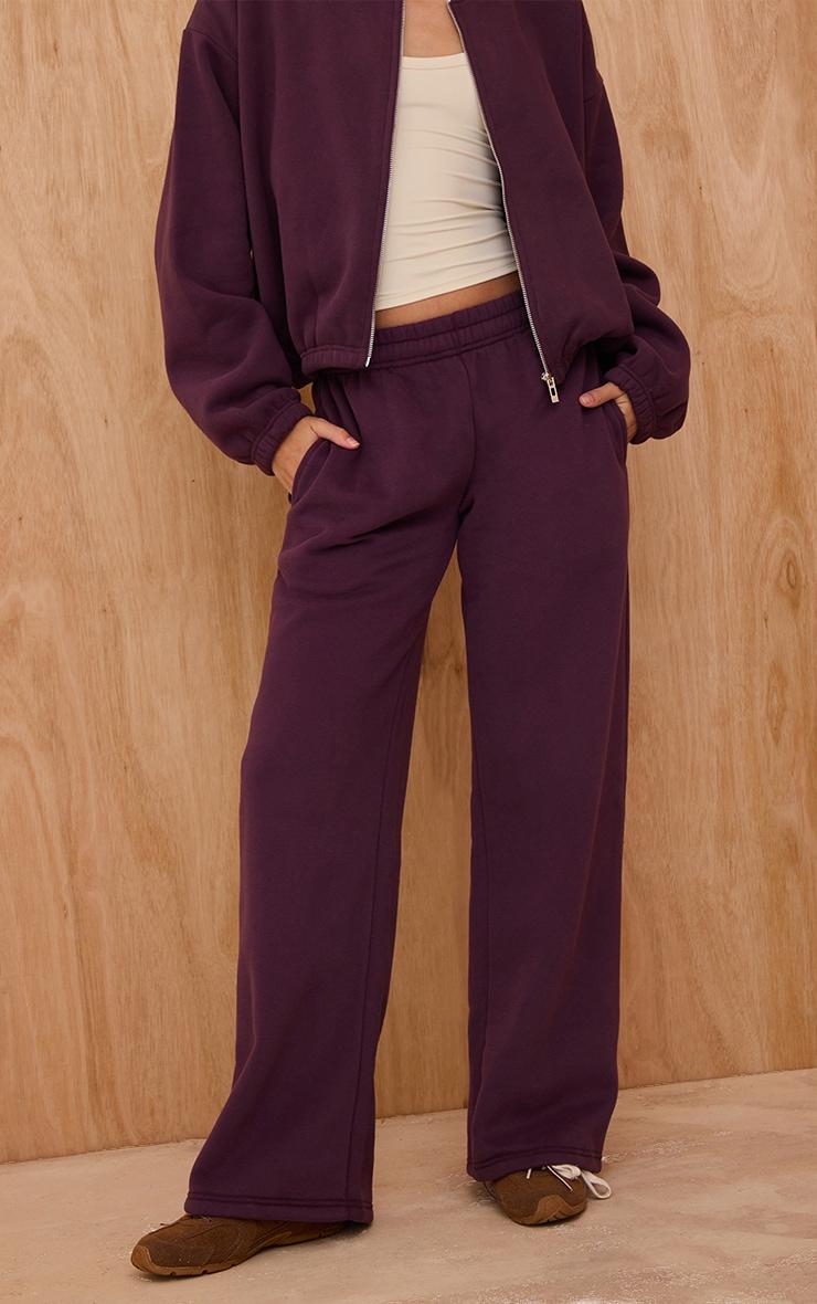 Pretty Little Thing Plum Cotton Fleece Straight Leg Sweatpants