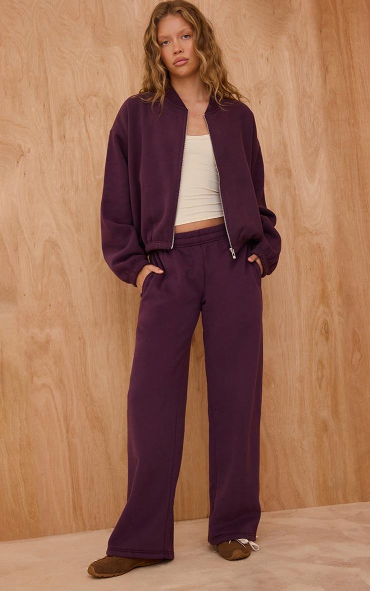 Pretty Little Thing Plum Cotton Fleece Straight Leg Sweatpants
