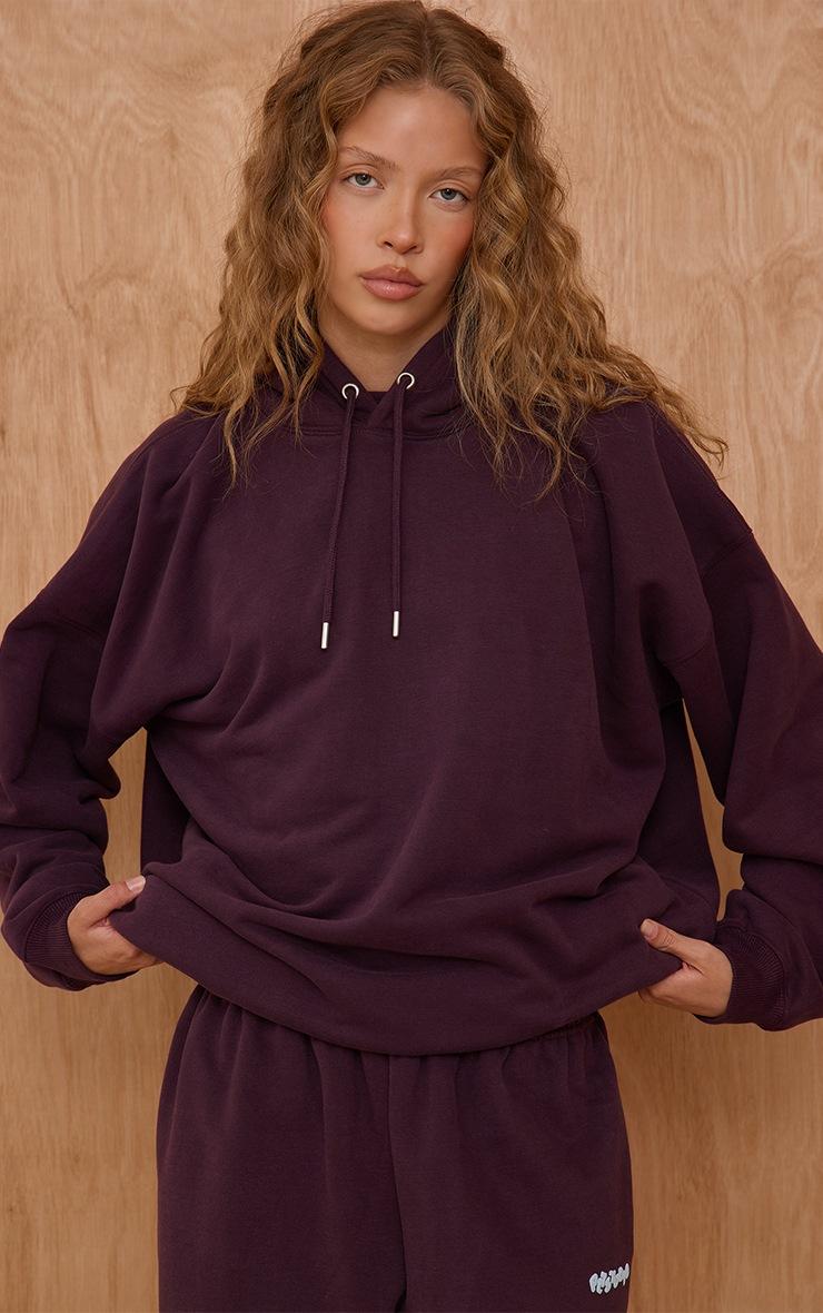 Pretty Little Thing Plum Plt Studio Puff Print Hoodie