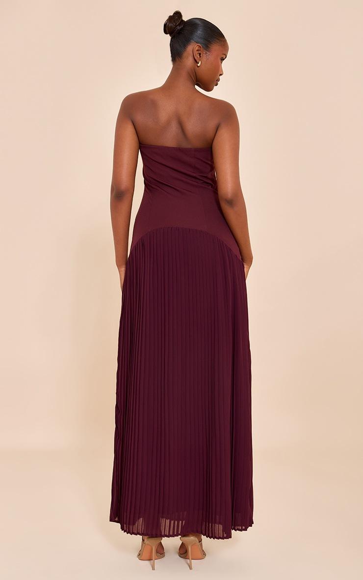 Pretty Little Thing Plum Woven Bandeau Pleated Hem Detail Maxi Dress