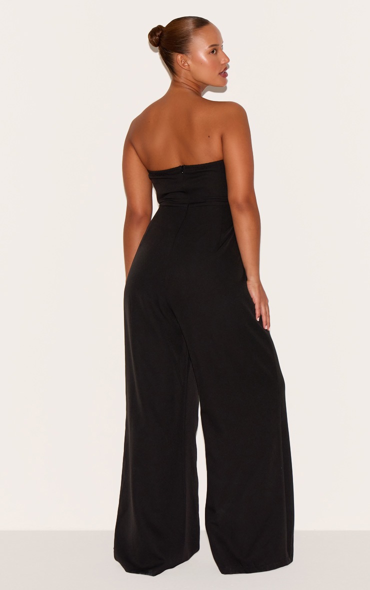 Pretty Little Thing Plus Black Bandeau Cowl Neck Pocket Detail Jumpsuit