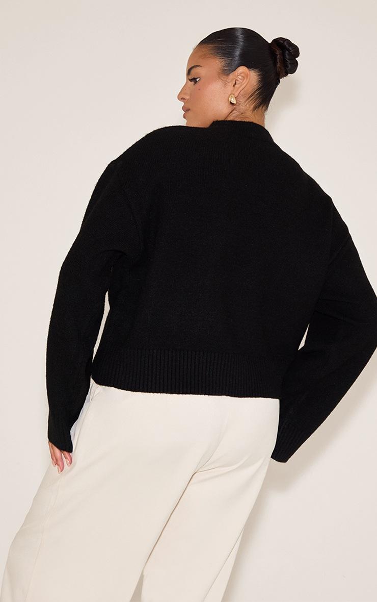 Pretty Little Thing Plus Black Knit High Neck Crop Sweater