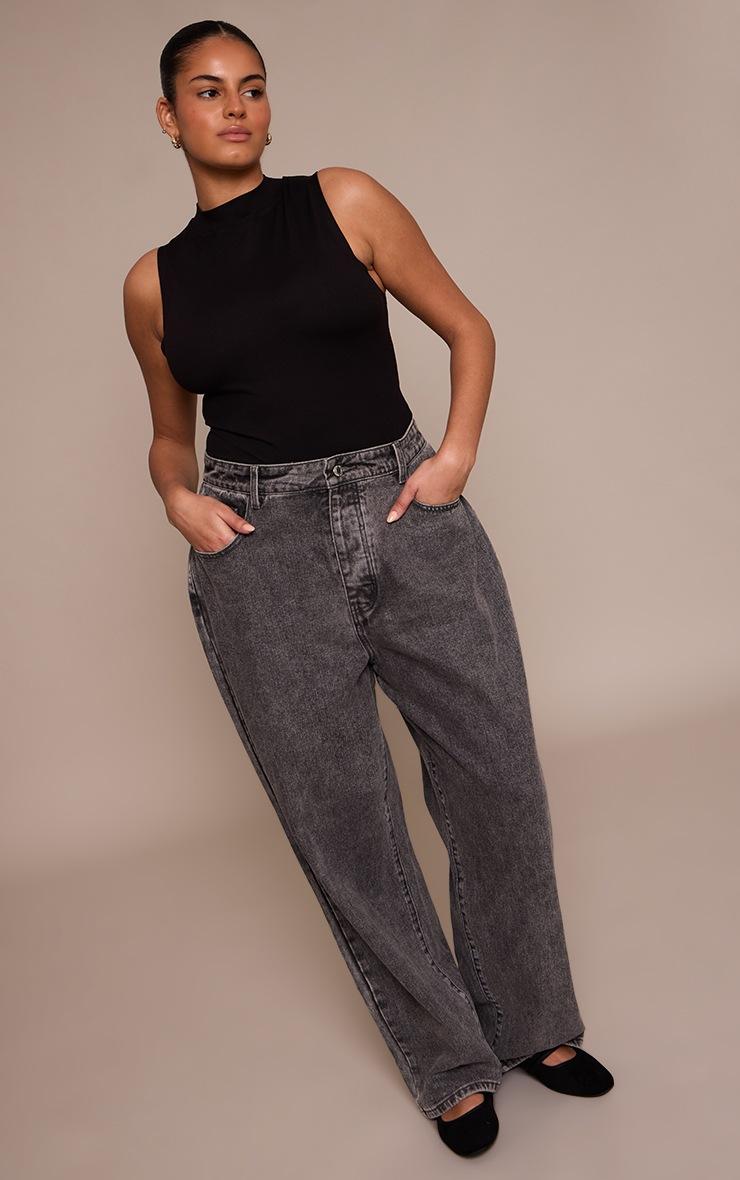 Pretty Little Thing Plus Black Sculpt Racer Bodysuit