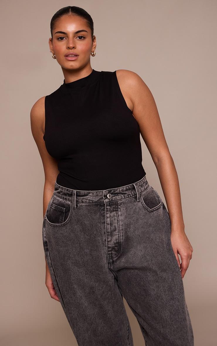 Pretty Little Thing Plus Black Sculpt Racer Bodysuit