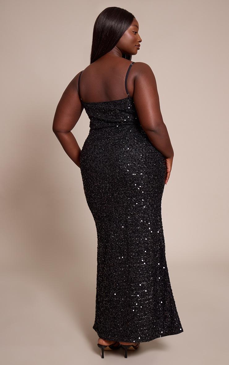 Pretty Little Thing Plus Black Sequin Wrap Detail Strappy Maxi Dress
