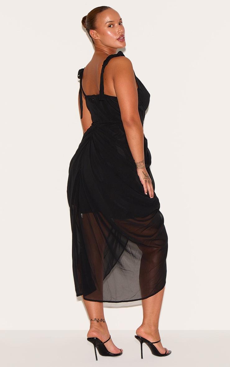 Pretty Little Thing Plus Black Underwire Detail Draped Midi Dress