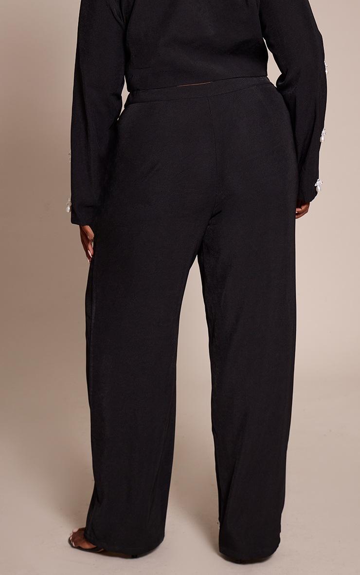Pretty Little Thing Plus Black Woven Embellished High Waist Wide Leg Pant
