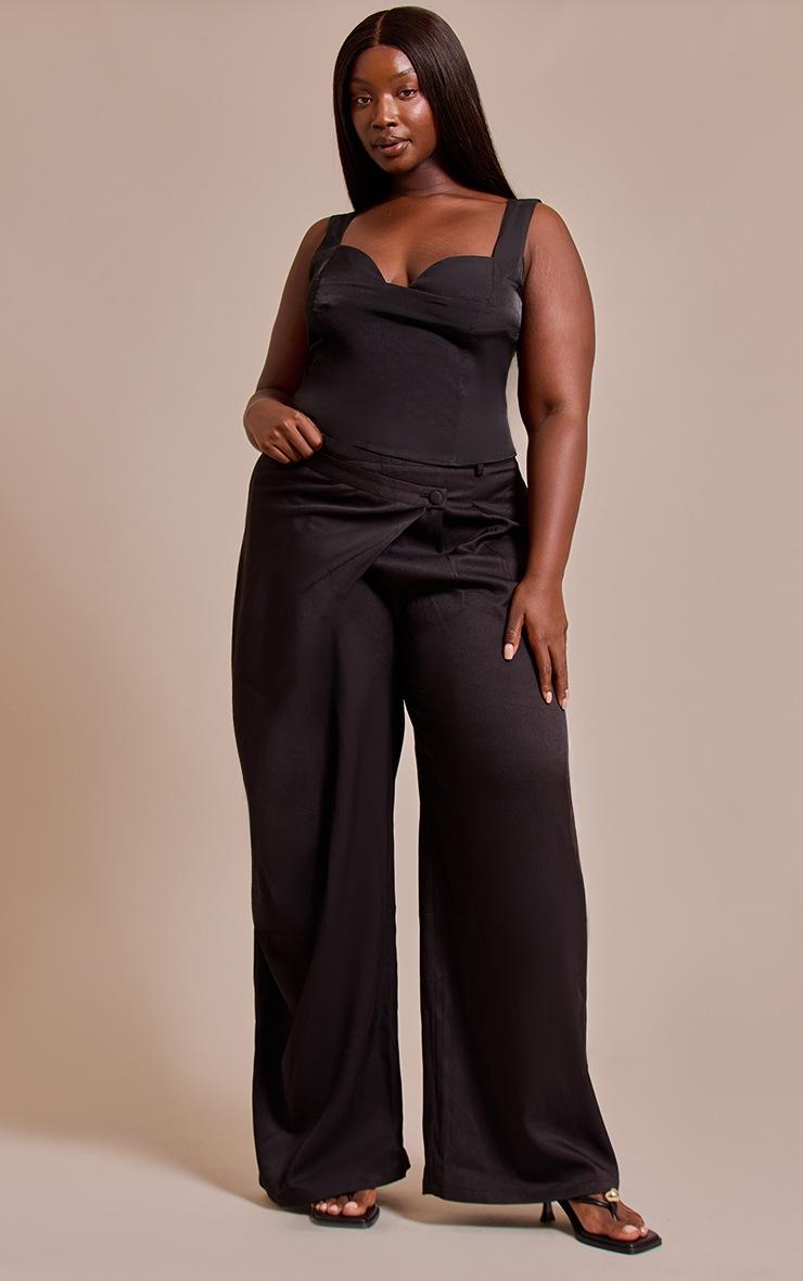 Pretty Little Thing Plus Black Woven Wrap Front Pants