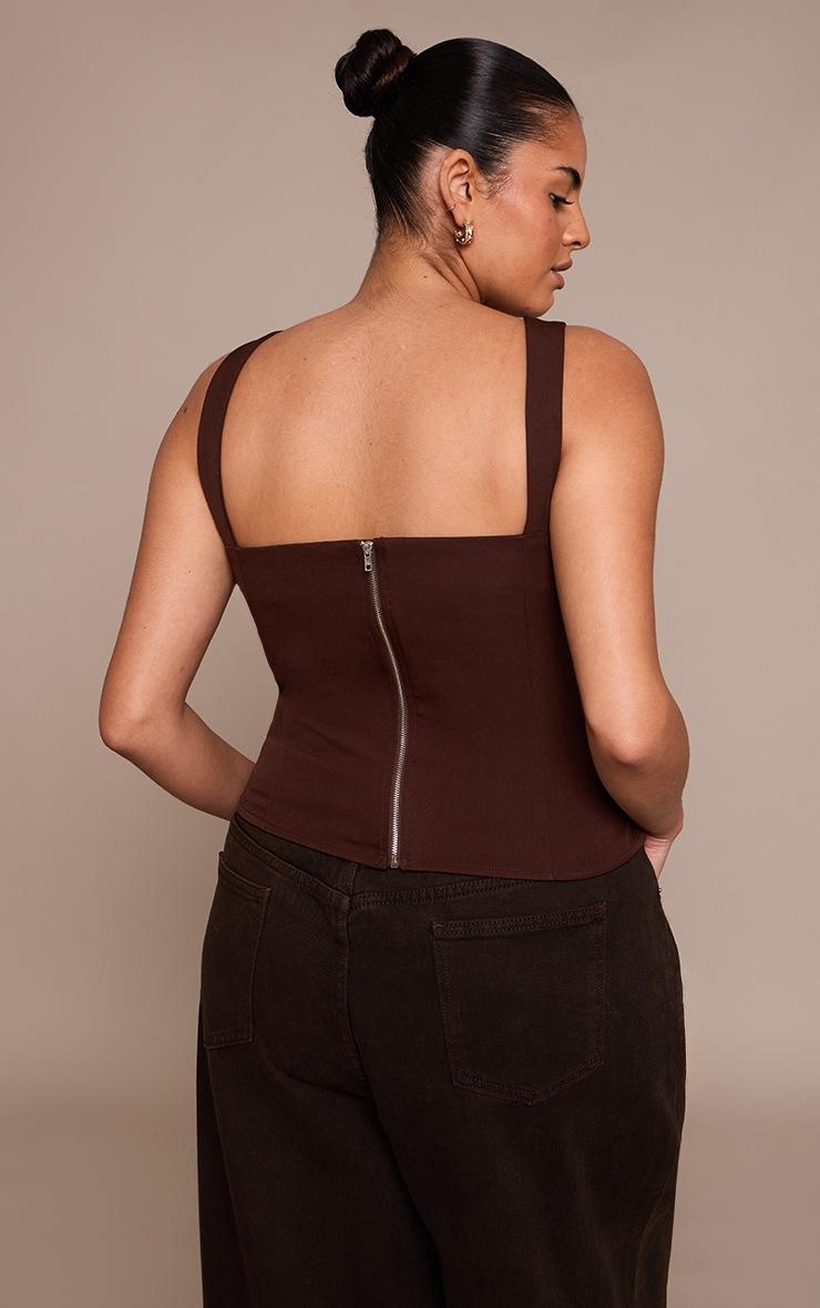 Pretty Little Thing Plus Chocolate Curved Hem Corset