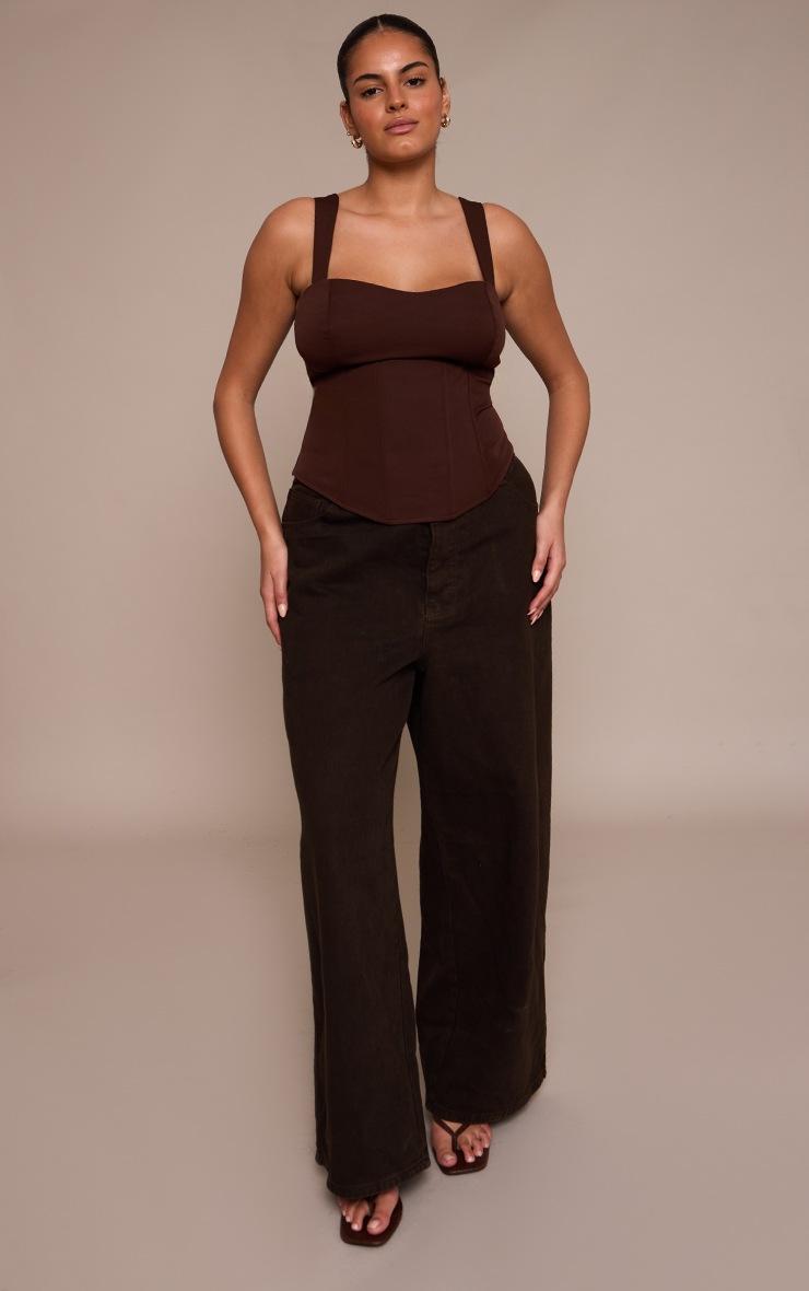 Pretty Little Thing Plus Chocolate Curved Hem Corset