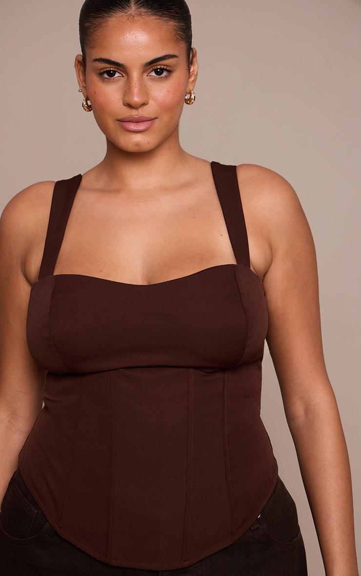 Pretty Little Thing Plus Chocolate Curved Hem Corset