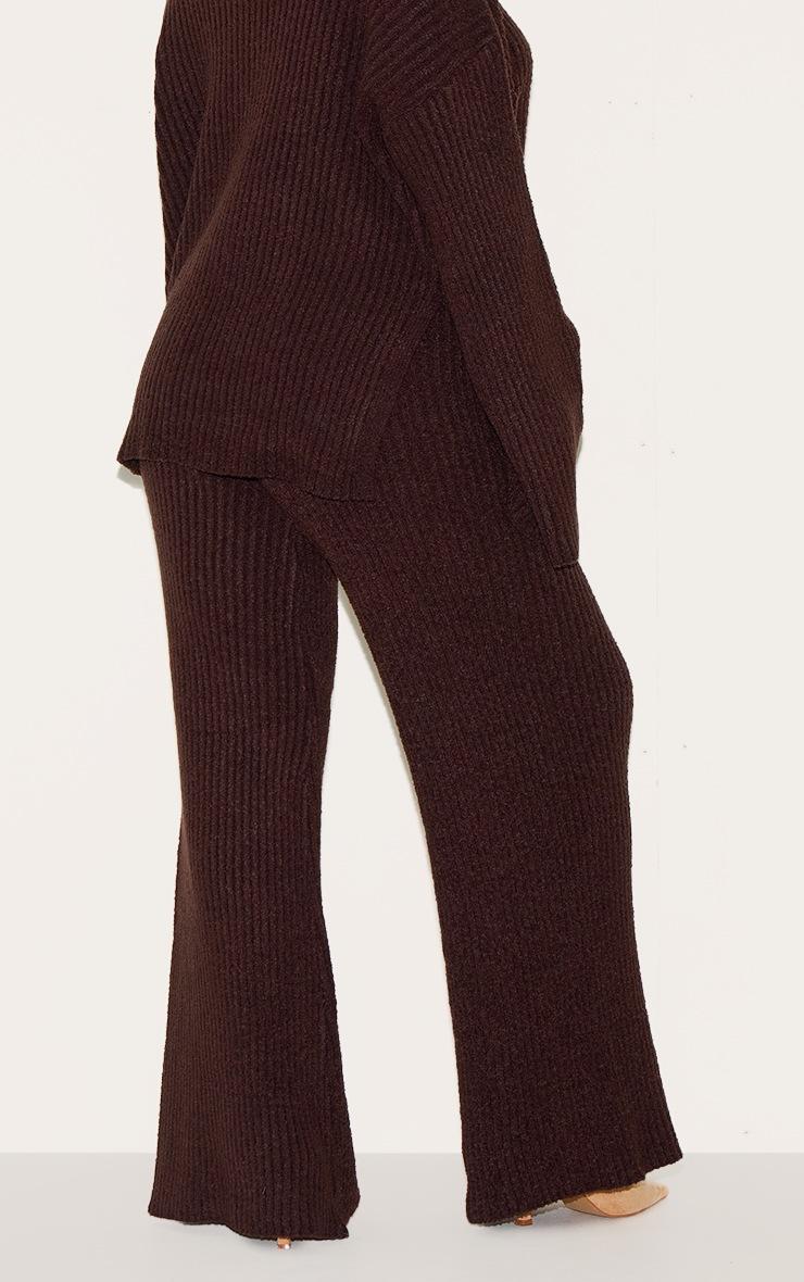 Pretty Little Thing Plus Chocolate Rib Boucle Knit Wide Leg Pants