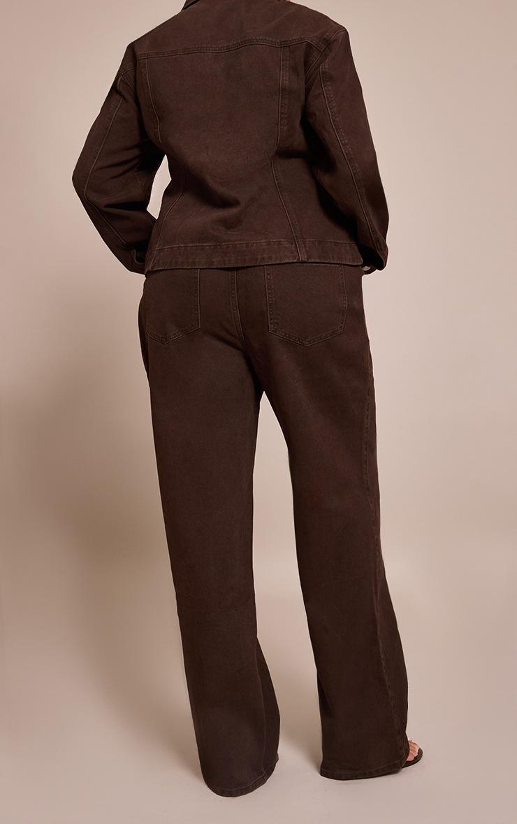 Pretty Little Thing Plus Dark Chocolate High Waisted Denim Straight Leg Jeans