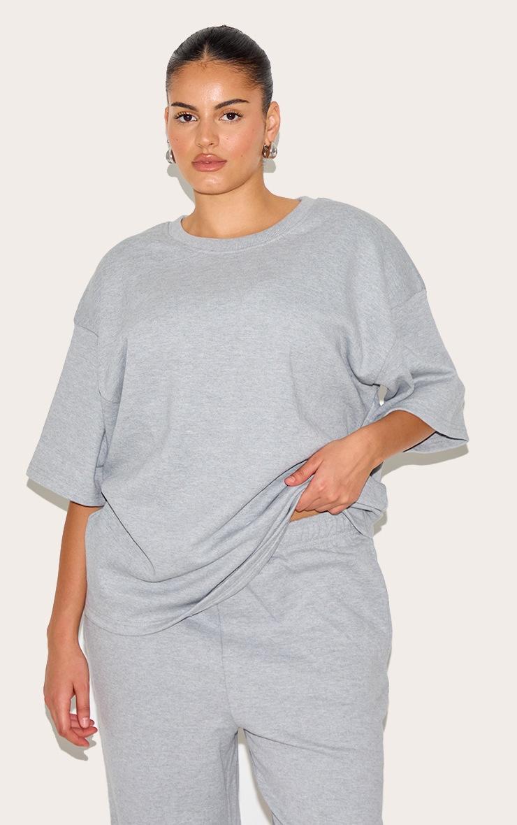 Pretty Little Thing Plus Grey Jersey Oversized T-shirt
