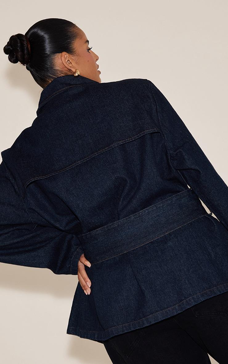 Pretty Little Thing Plus Indigo Cropped Belted Denim Trench