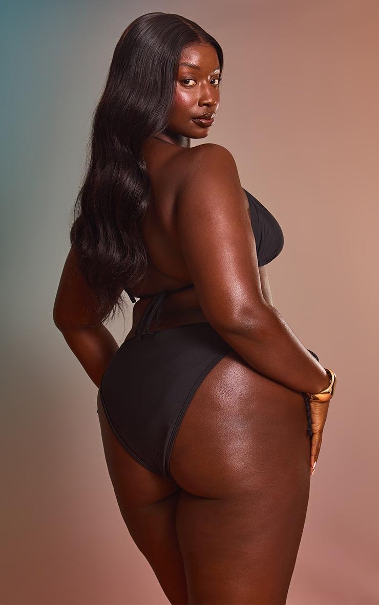 Pretty Little Thing Plus Mix & Match Tie Side Black Bikini Bottoms