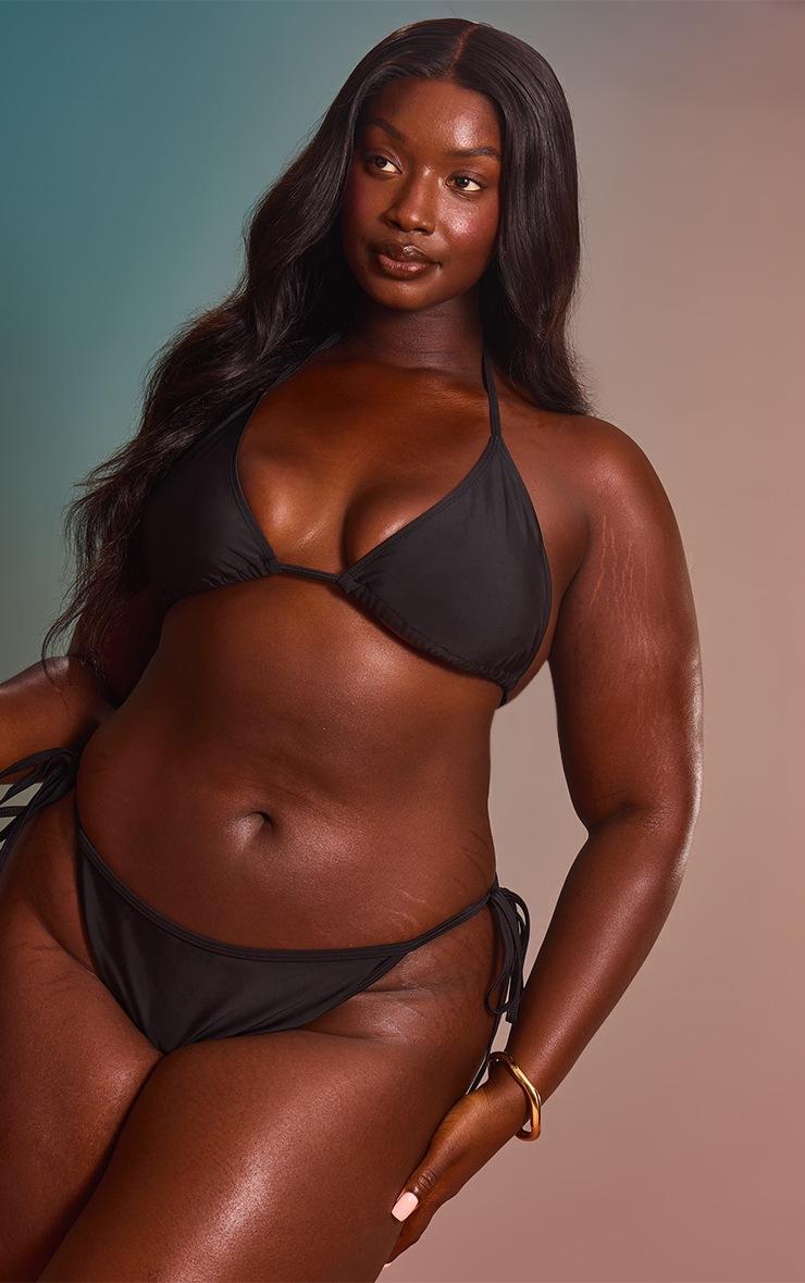 Pretty Little Thing Plus Mix & Match Tie Side Black Bikini Bottoms