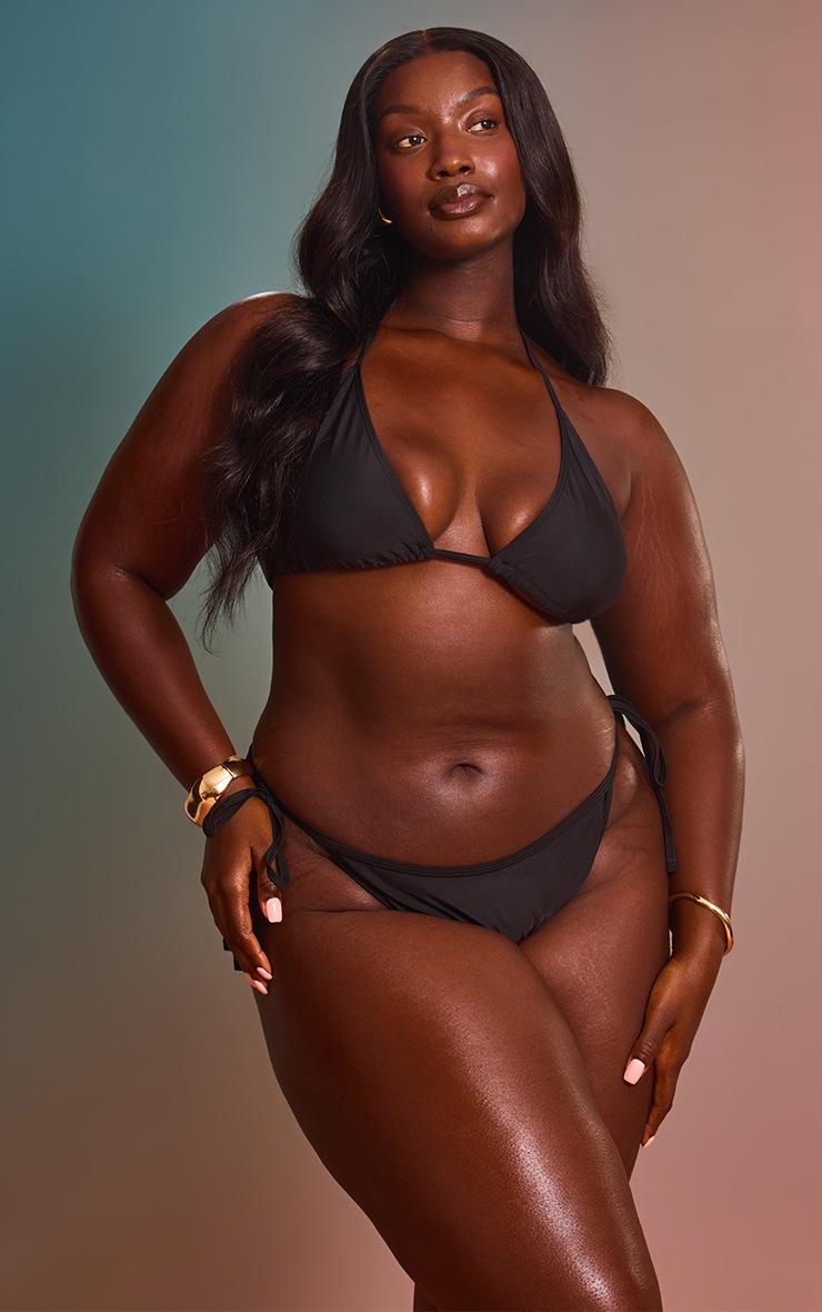 Pretty Little Thing Plus Mix & Match Tie Side Black Bikini Bottoms
