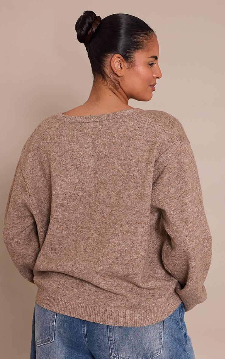 Pretty Little Thing Plus Taupe Knit Button Through Cardigan