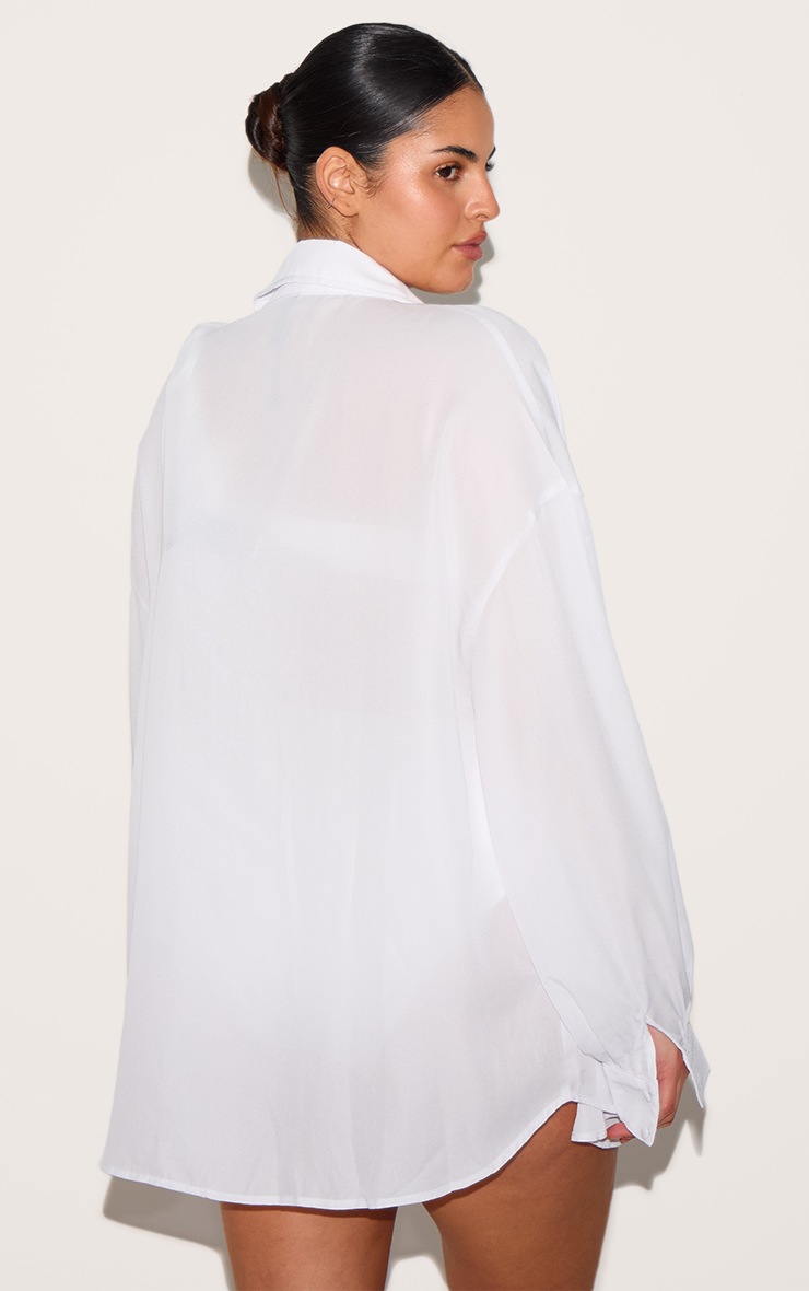 Pretty Little Thing Plus White Oversized Beach Shirt
