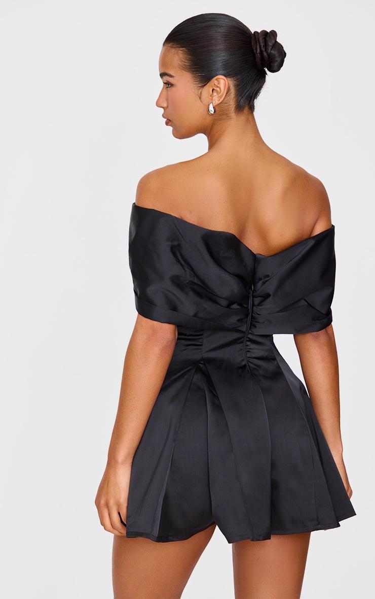 Pretty Little Thing Premium Black Satin Extreme Bow Detail Romper