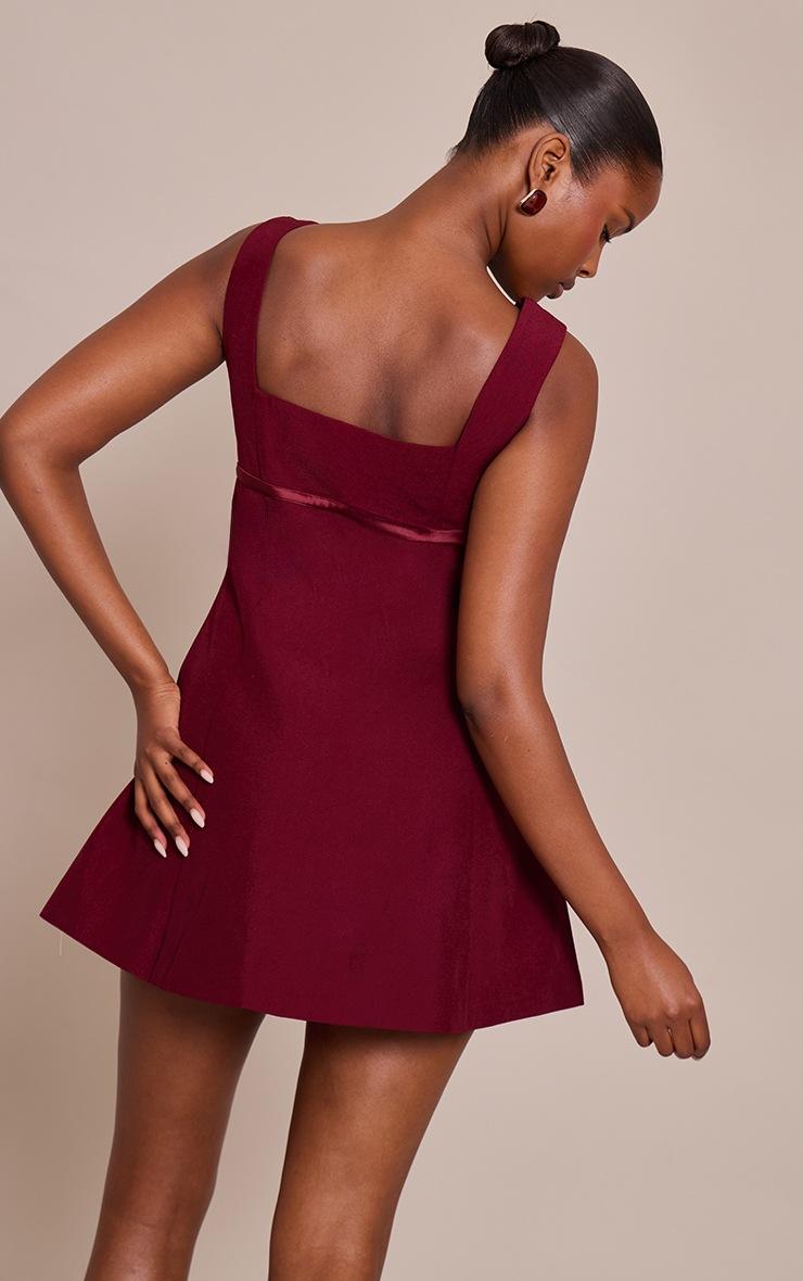 Pretty Little Thing Premium Burgundy Woven Belt Detail Shift Dress