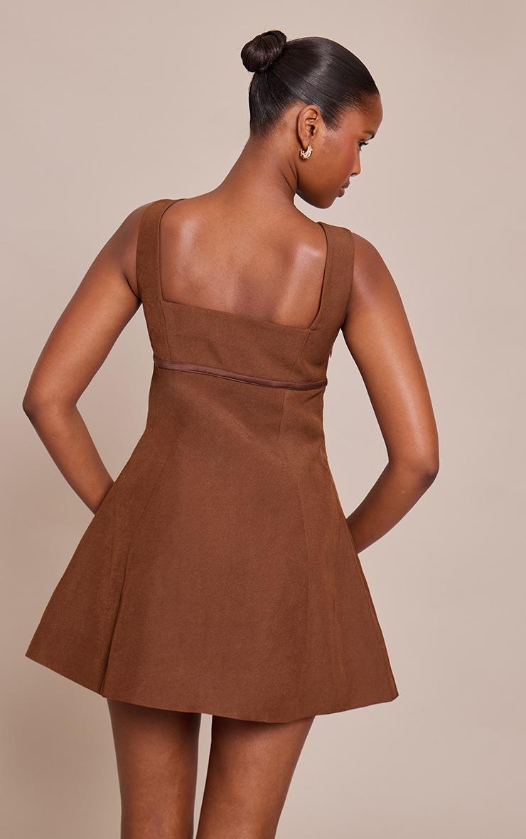 Pretty Little Thing Premium Chocolate Woven Belt Detail Shift Dress