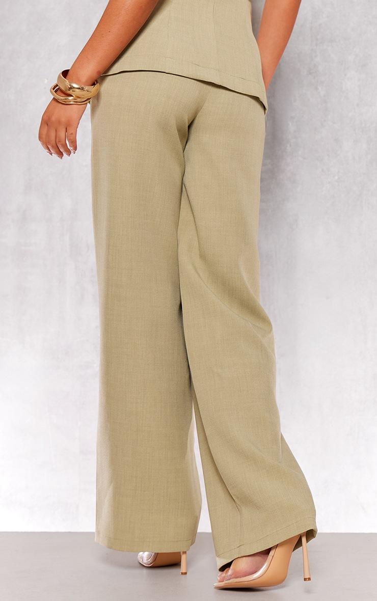 Pretty Little Thing Premium Sage Tailored Woven High Waist Wide Leg Pants