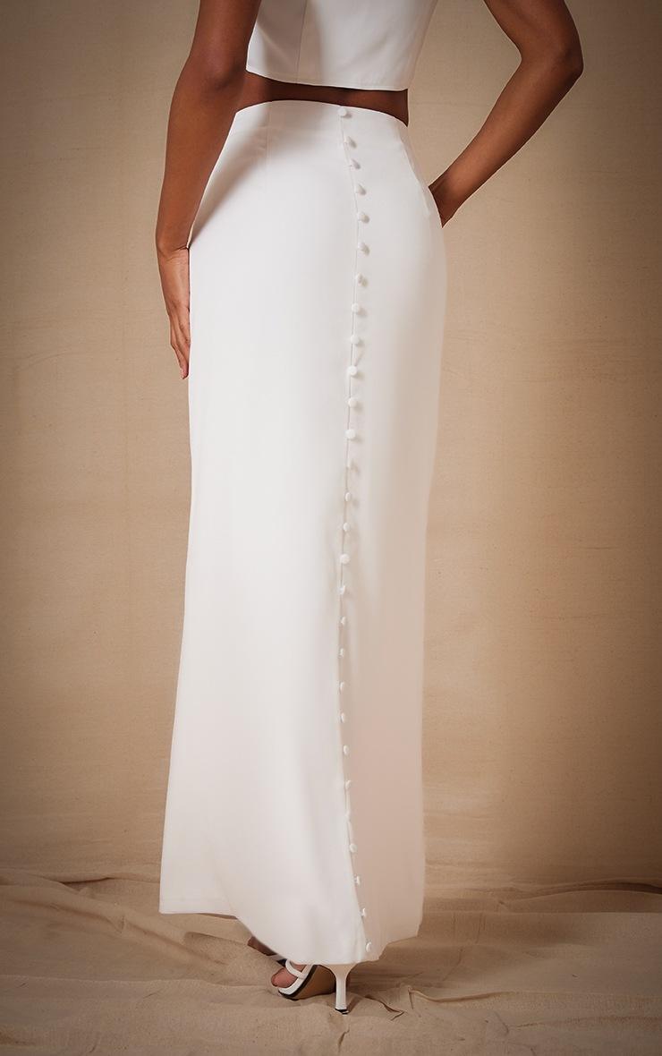 Pretty Little Thing Premium White Woven Button Detail Maxi Skirt