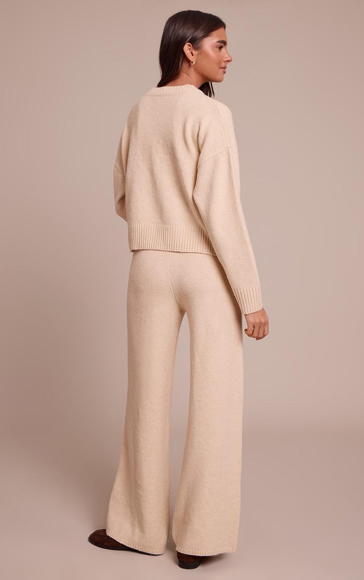 Pretty Little Thing Beige Wide Leg Knitted Pants