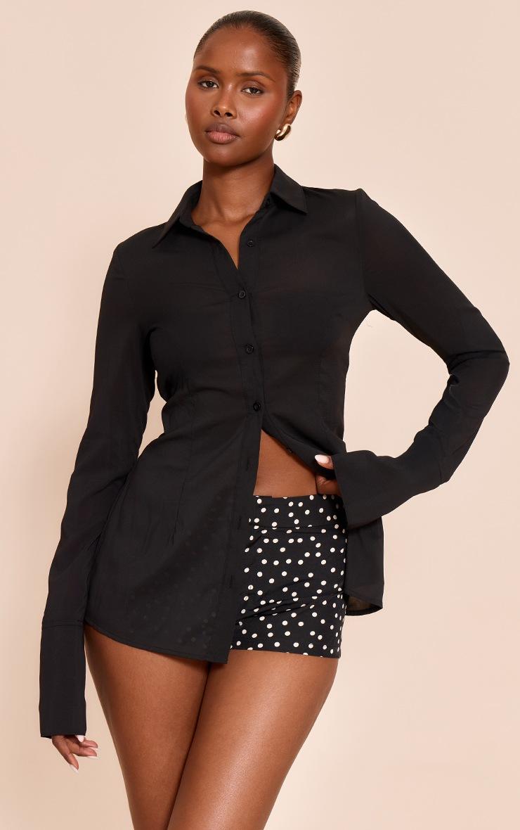 Pretty Little Thing Black Chiffon Fitted Shirt