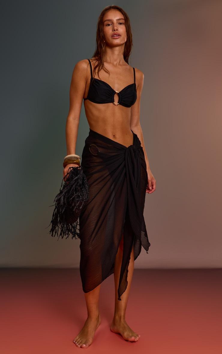 Pretty Little Thing Black Chiffon Sheer Tie Sarong
