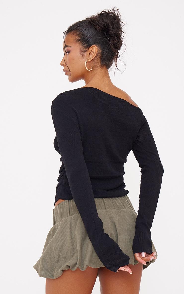 Pretty Little Thing Black Fine Knit Asymmetric Top