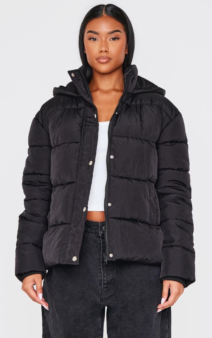 Pretty Little Thing Black Hooded Puffer Jacket