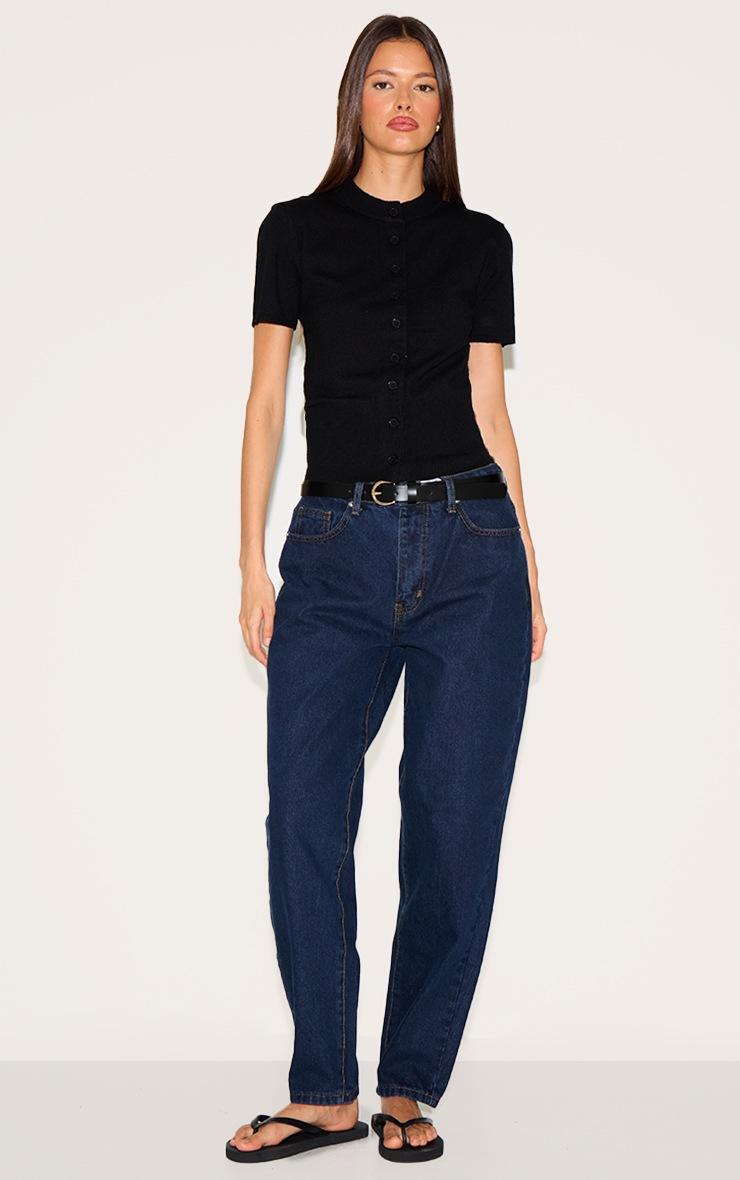 Pretty Little Thing Black Knit Button Through Top