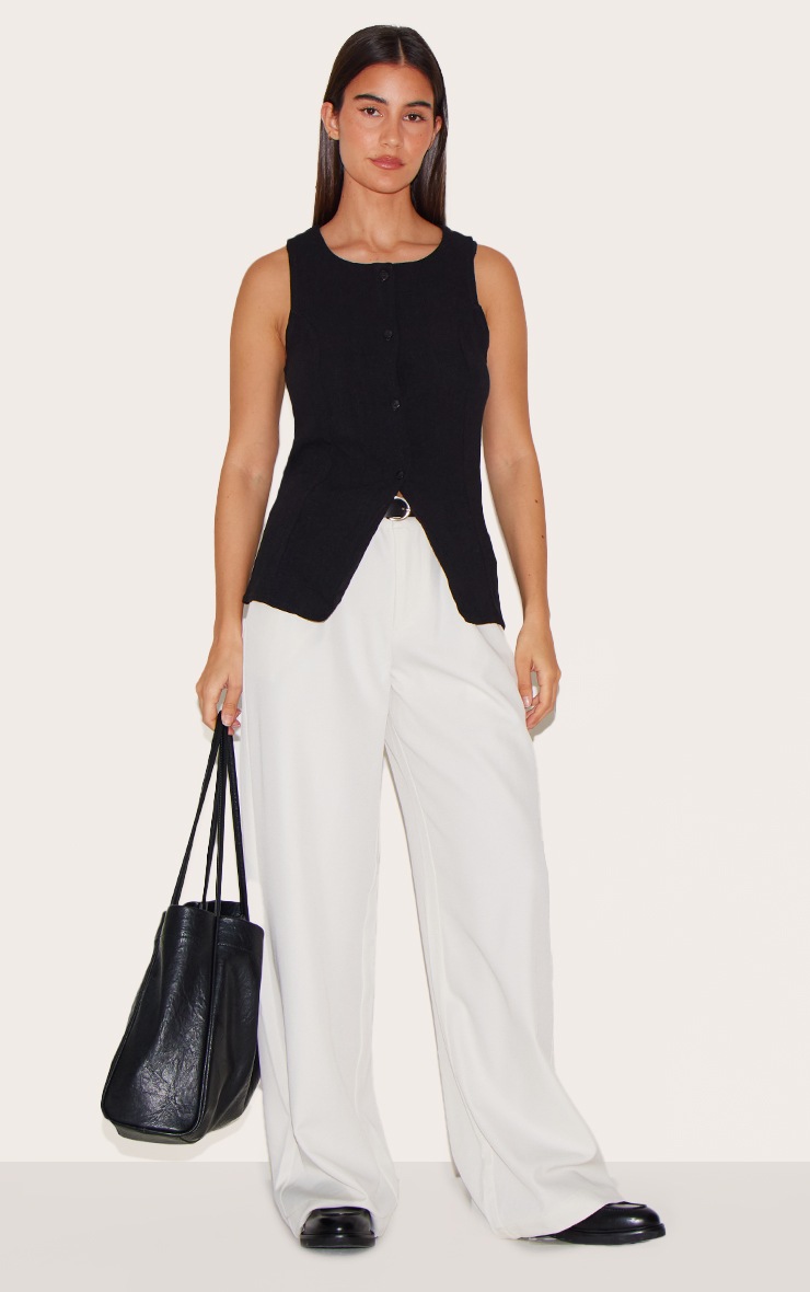 Pretty Little Thing Black Longline Bengaline Vest