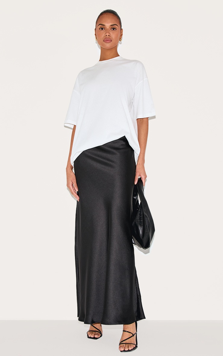 Pretty Little Thing Black Satin Floaty Maxi Skirt