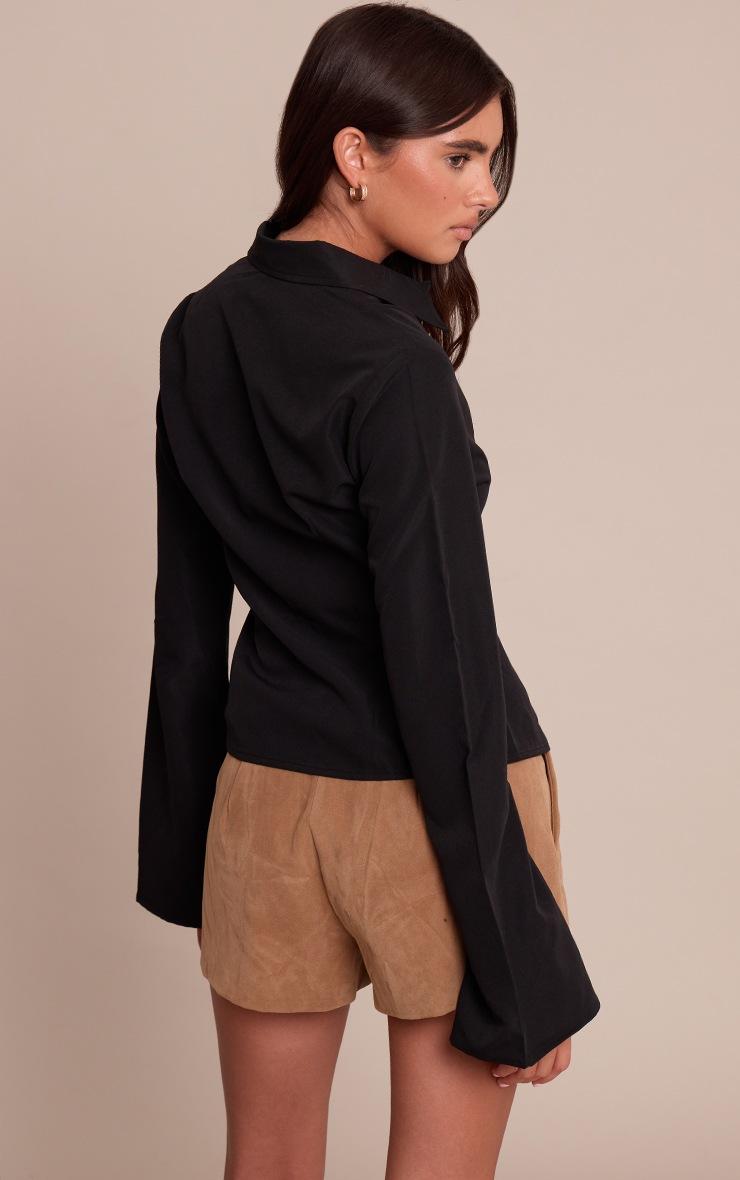 Pretty Little Thing Black Seam Detail Fitted Shirt