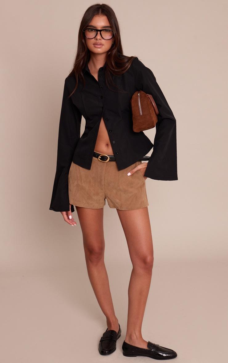 Pretty Little Thing Black Seam Detail Fitted Shirt