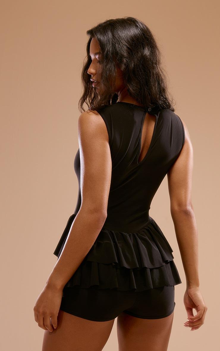 Pretty Little Thing Black Slinky Rara Skort Romper