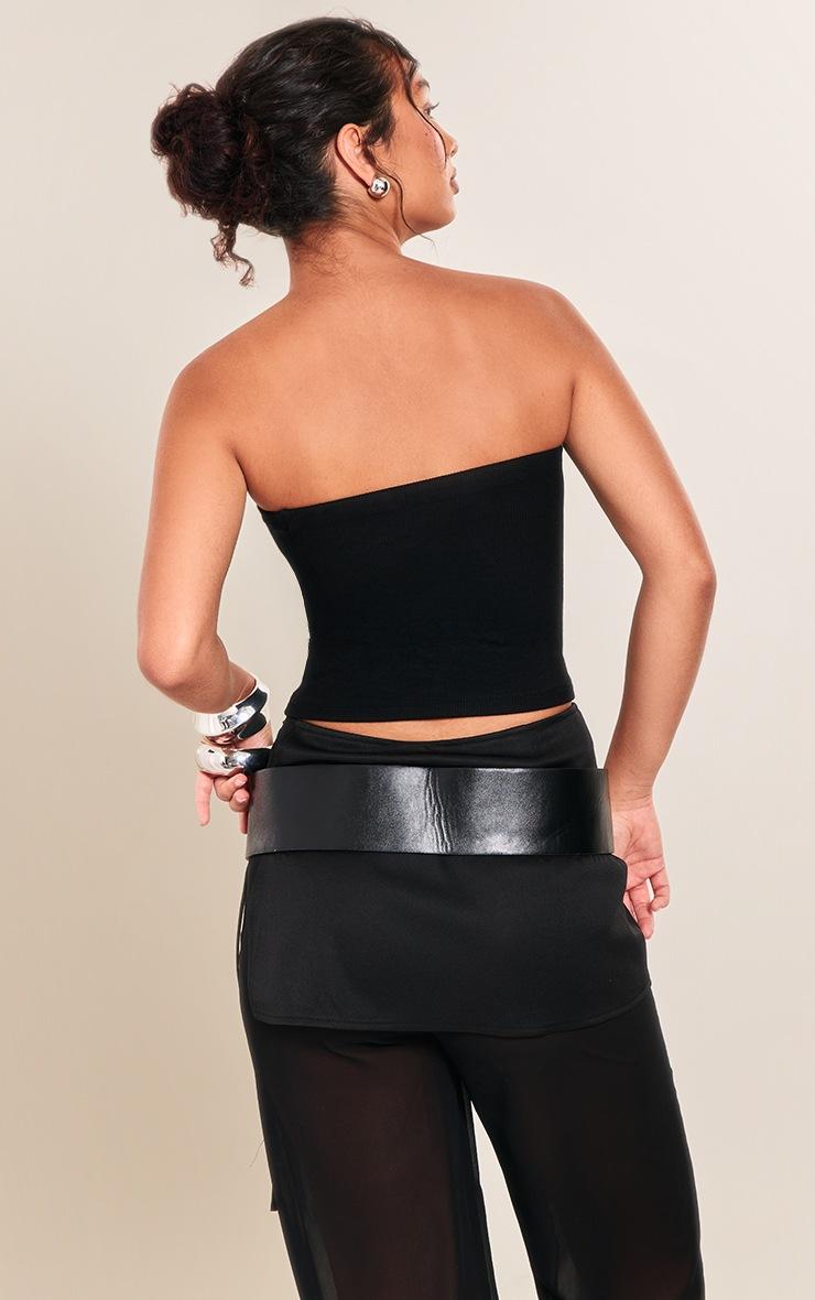 Pretty Little Thing Black Soft Rib Bandeau Top