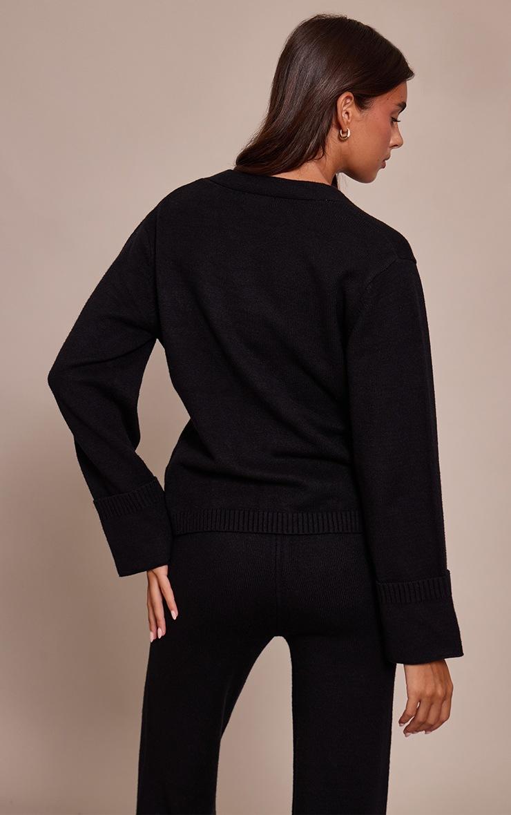 Pretty Little Thing Black Turn Back Cuff Cardigan