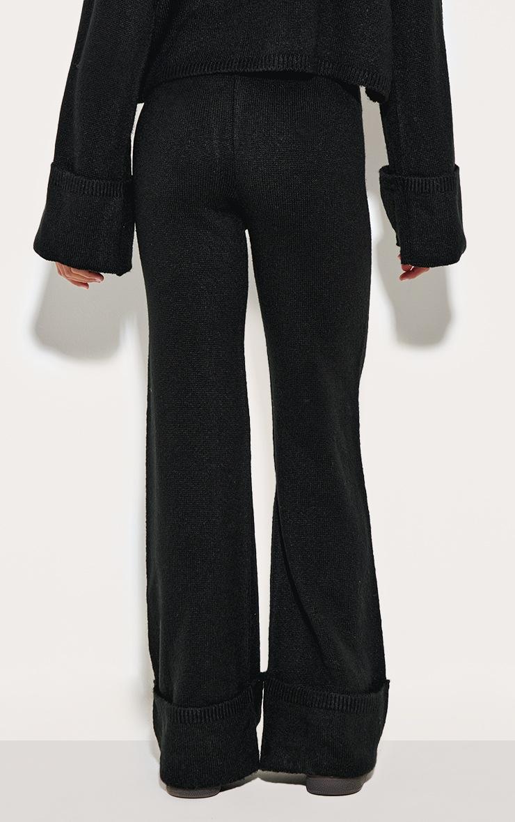 Pretty Little Thing Black Turn Up Hem Knit Pants