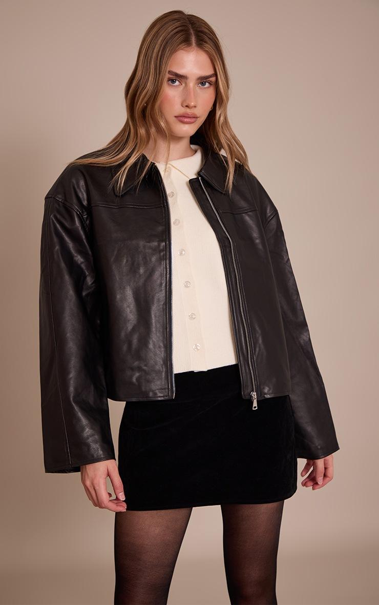 Pretty Little Thing Black Zip Through Pu Jacket
