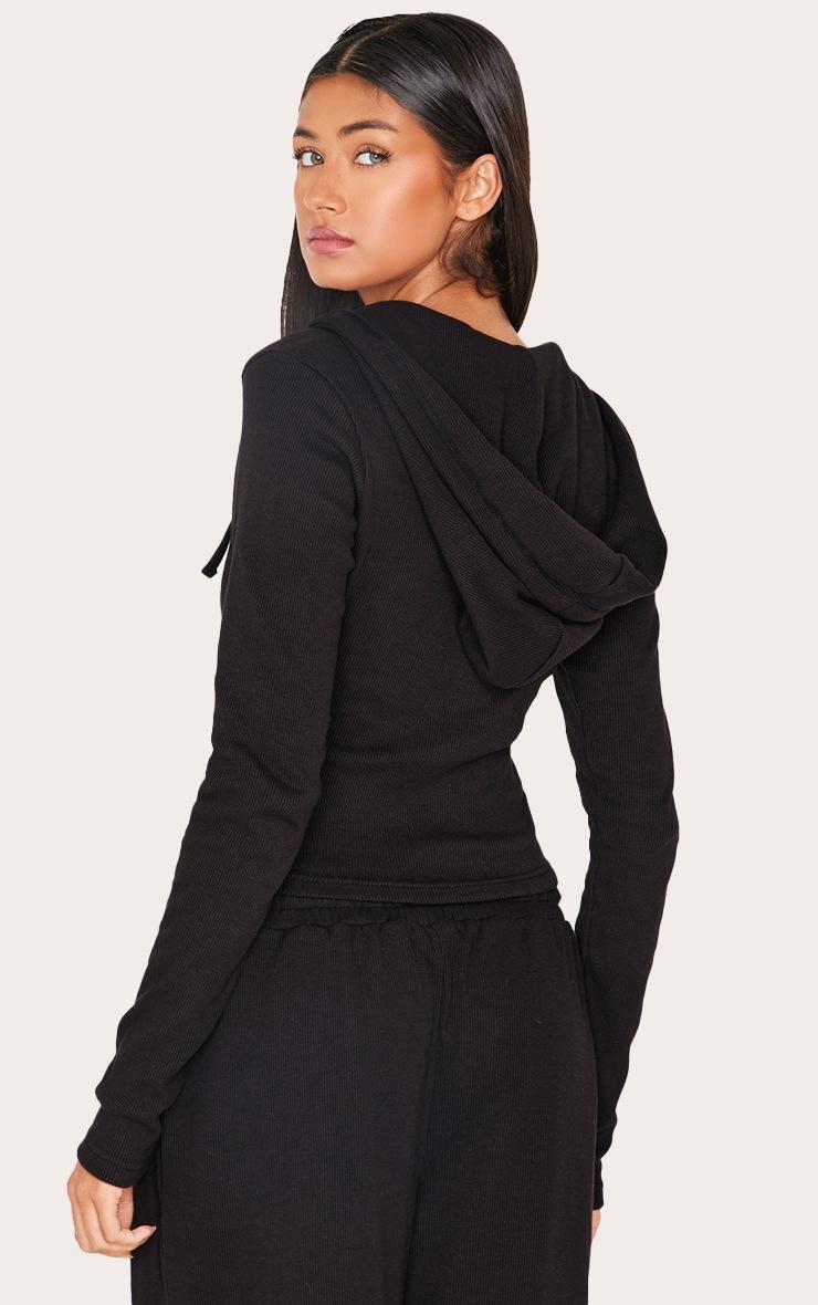 Pretty Little Thing Black Zip Up Ribbed Track Top